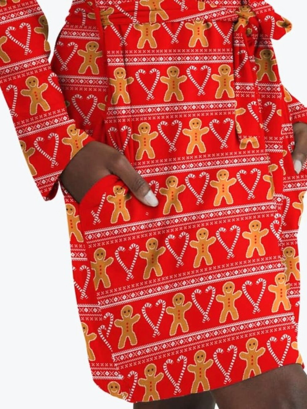 MeUndies NWT Holiday Sweets Fair Isle Robe Gingerbread Men Candy Canes - XL-2X - Picture 5 of 12